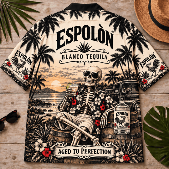 Espolòn Too Old To Care Skeleton Vintage Hawaiian Shirt