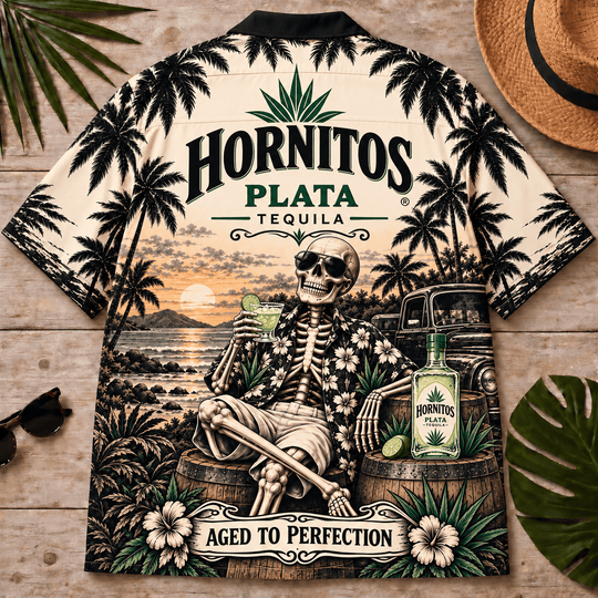 Hornitos Too Old To Care Skeleton Vintage Hawaiian Shirt