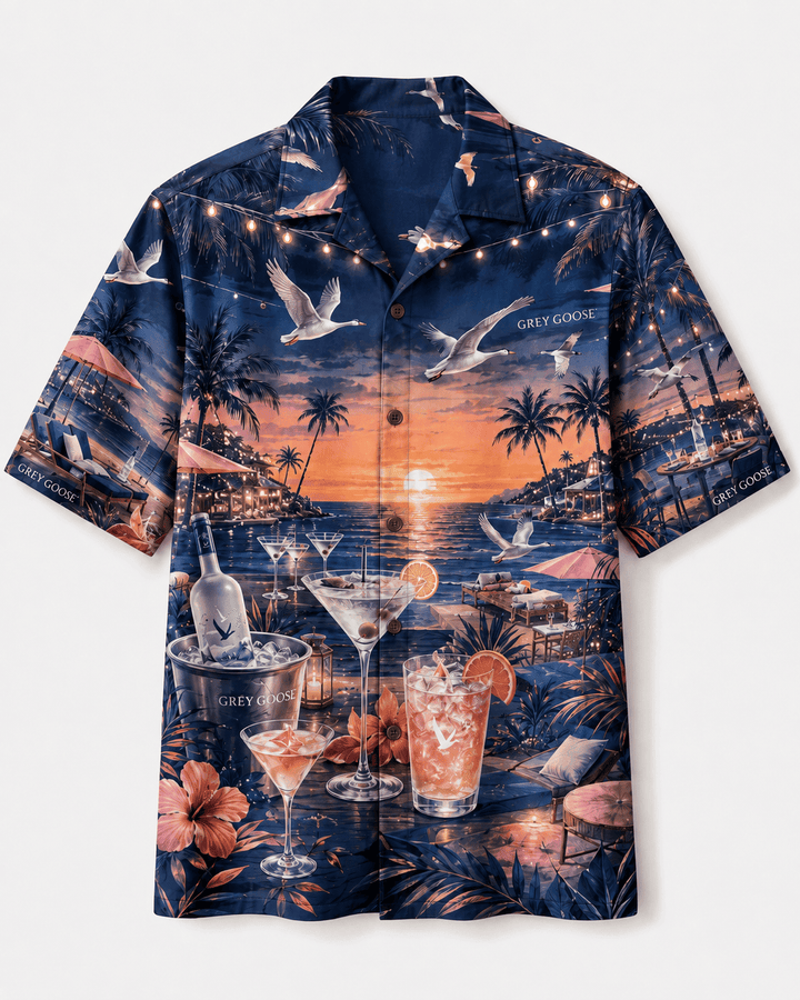 Grey Goose Sunset Beach Lounge Hawaiian Shirt