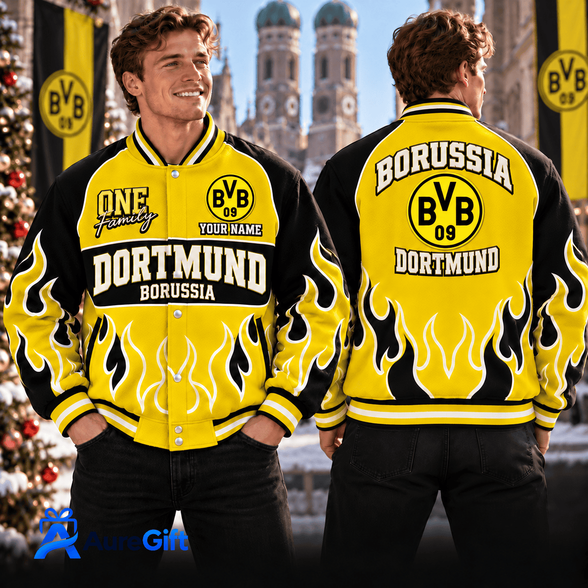 Borussia Dortmund Bundesliga Matchday Personalized Name Varsity Jacket For Fan - Limited Edition