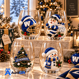 Winnipeg Blue Bombers CFL Christmas Personalized Stemless Glass Set 4 – Premium Limited Edition Gift for Fans