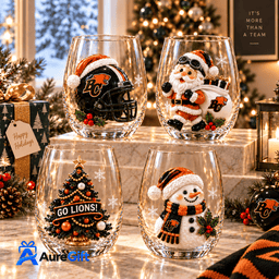 BC Lions CFL Christmas Personalized Stemless Glass Set 4 – Premium Limited Edition Gift for Fans