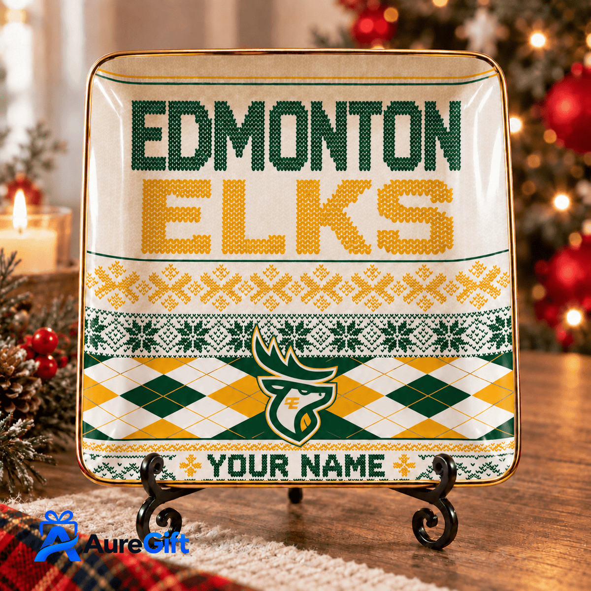 Edmonton Elks CFL Christmas Personalized Jewelry Dish – Premium Limited Edition Gift for Fans