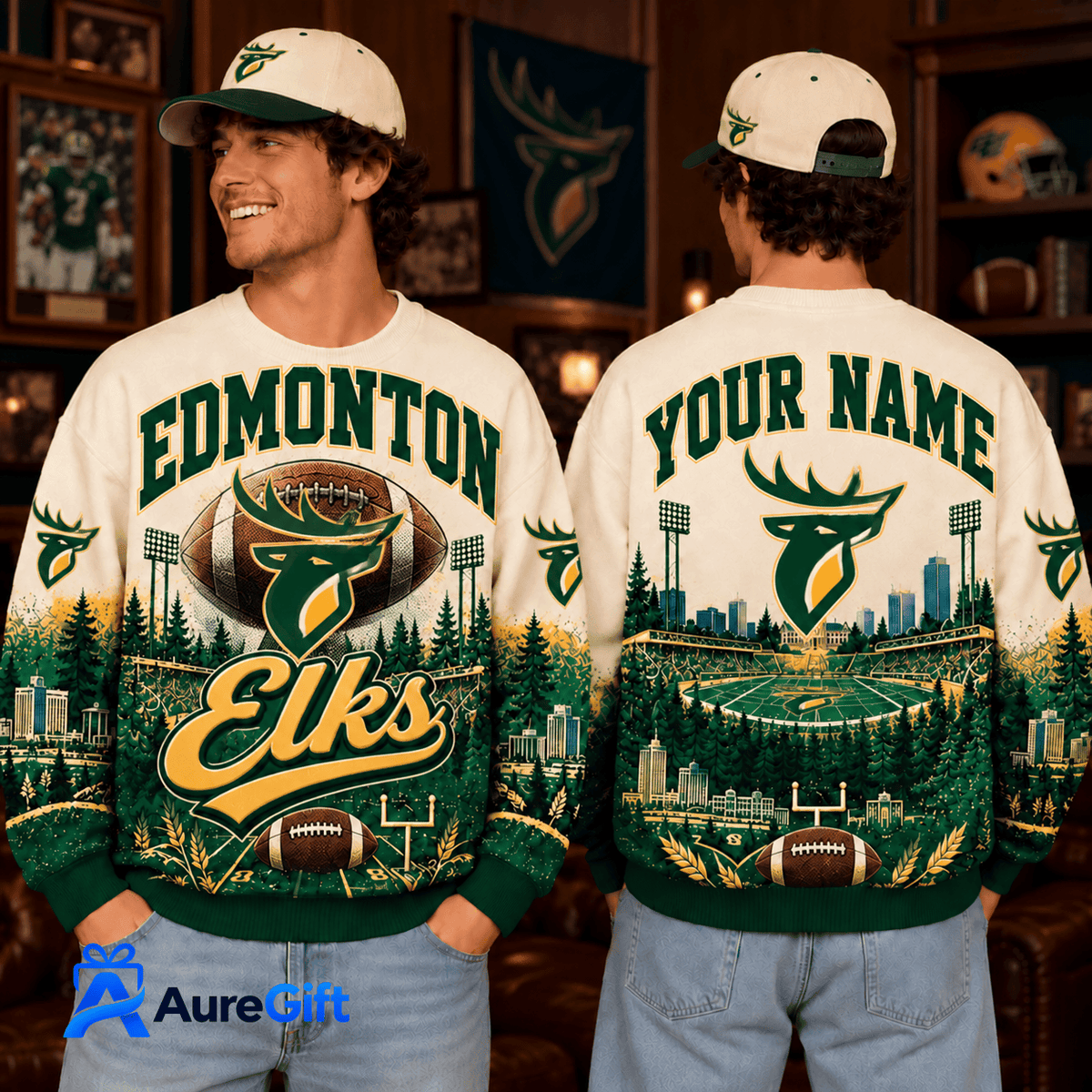 Edmonton Elks CFL Christmas Personalized Sweatshirt – Premium Limited Edition Gift for Fans