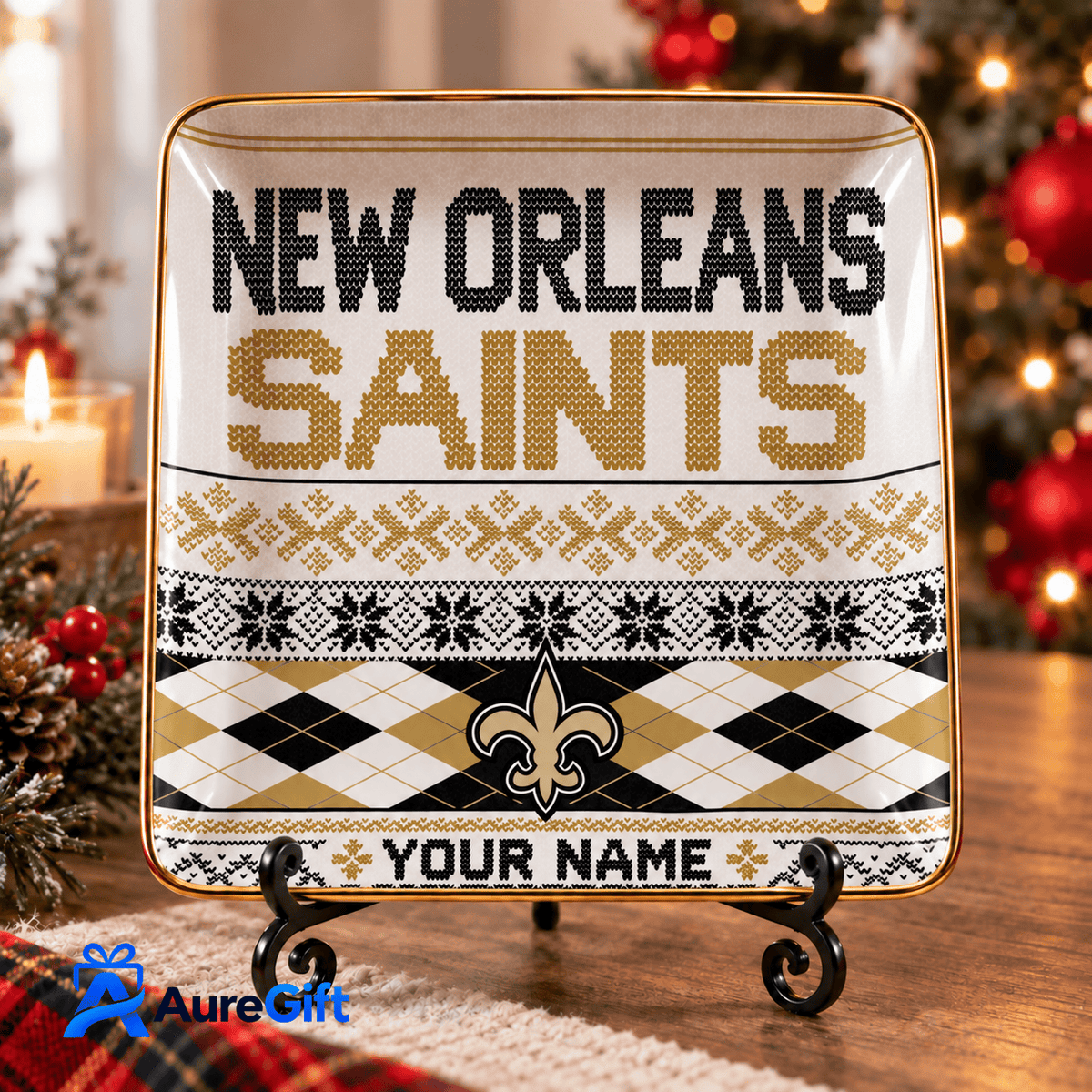 New Orleans Saints NFL ChristmasPersonalized Name Jewelry Dish Gift For Fans