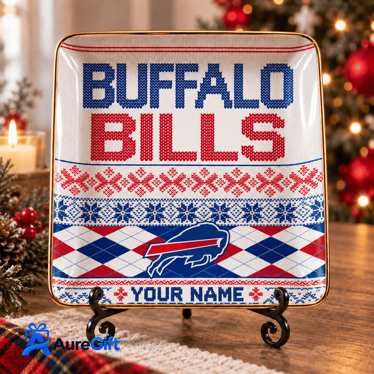 Buffalo Bills NFL ChristmasPersonalized Name Jewelry Dish Gift For Fans