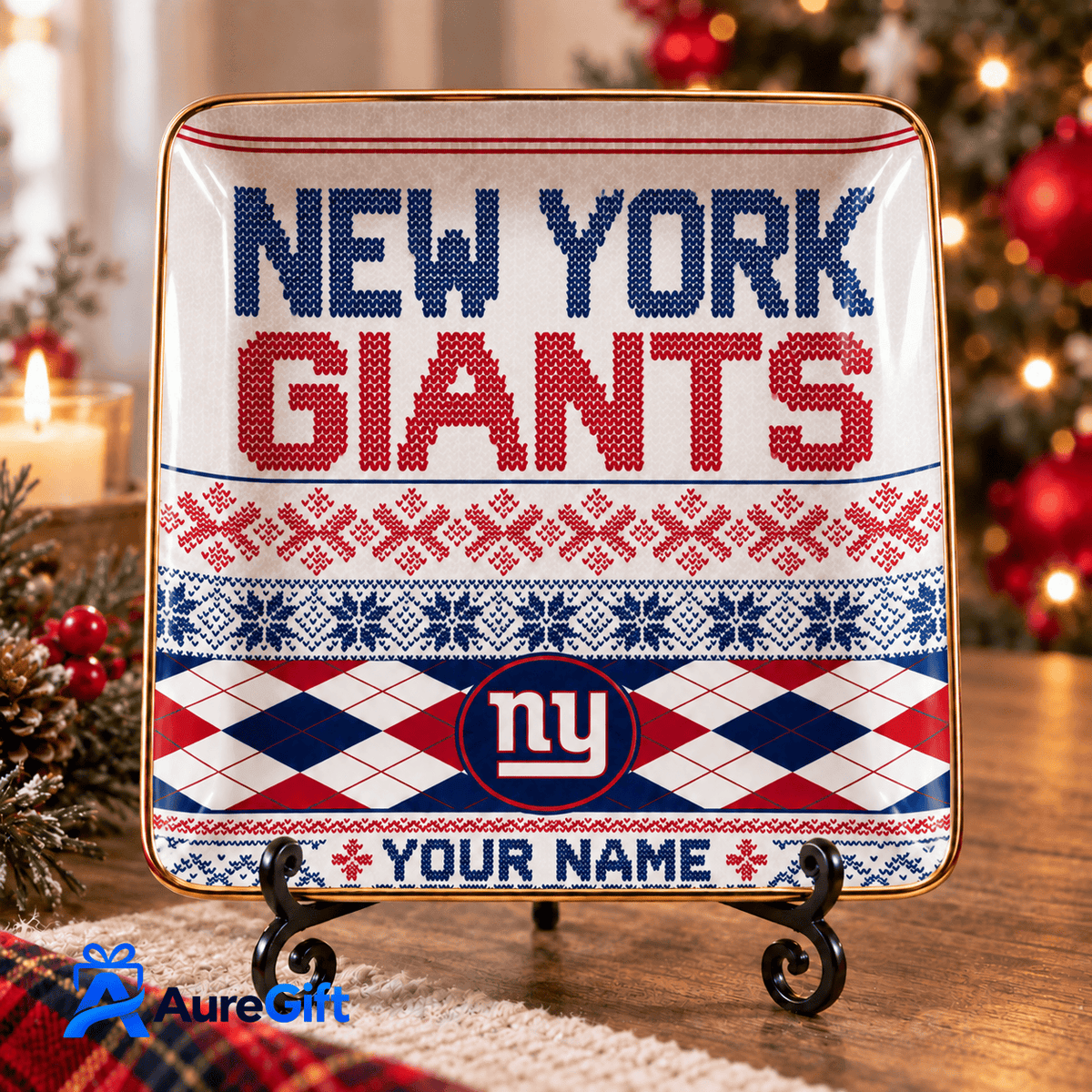 New York Giants NFL ChristmasPersonalized Name Jewelry Dish Gift For Fans