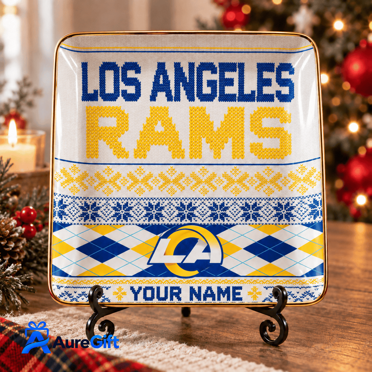 Los Angeles Rams NFL ChristmasPersonalized Name Jewelry Dish Gift For Fans