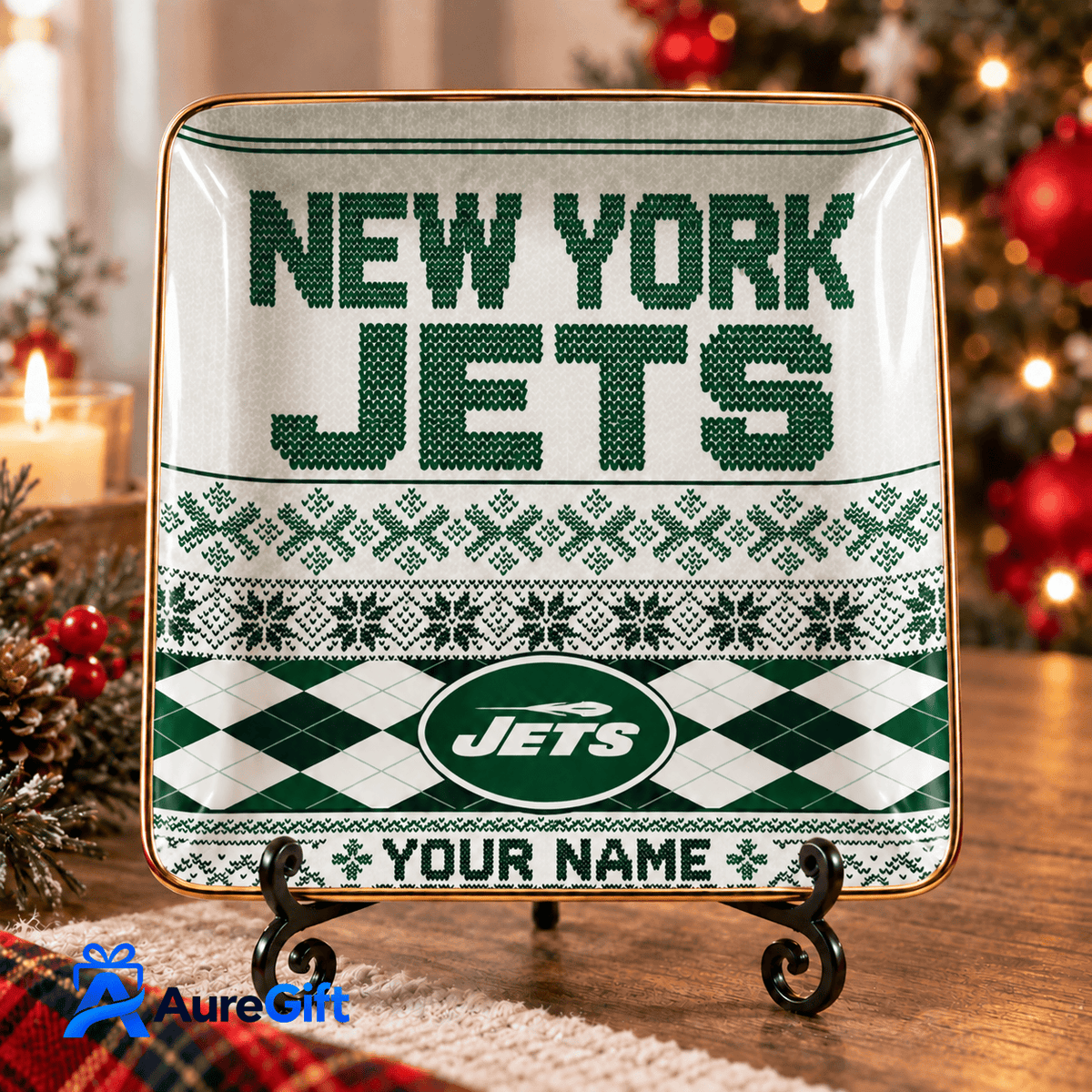 New York Jets NFL ChristmasPersonalized Name Jewelry Dish Gift For Fans