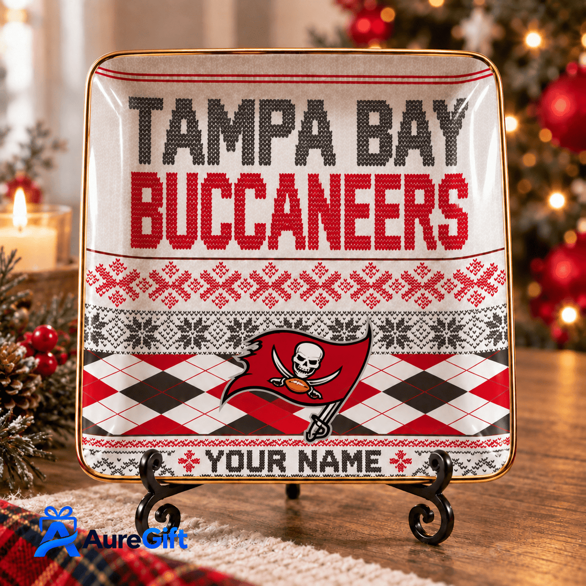 Tampa Bay Buccaneers NFL ChristmasPersonalized Name Jewelry Dish Gift For Fans