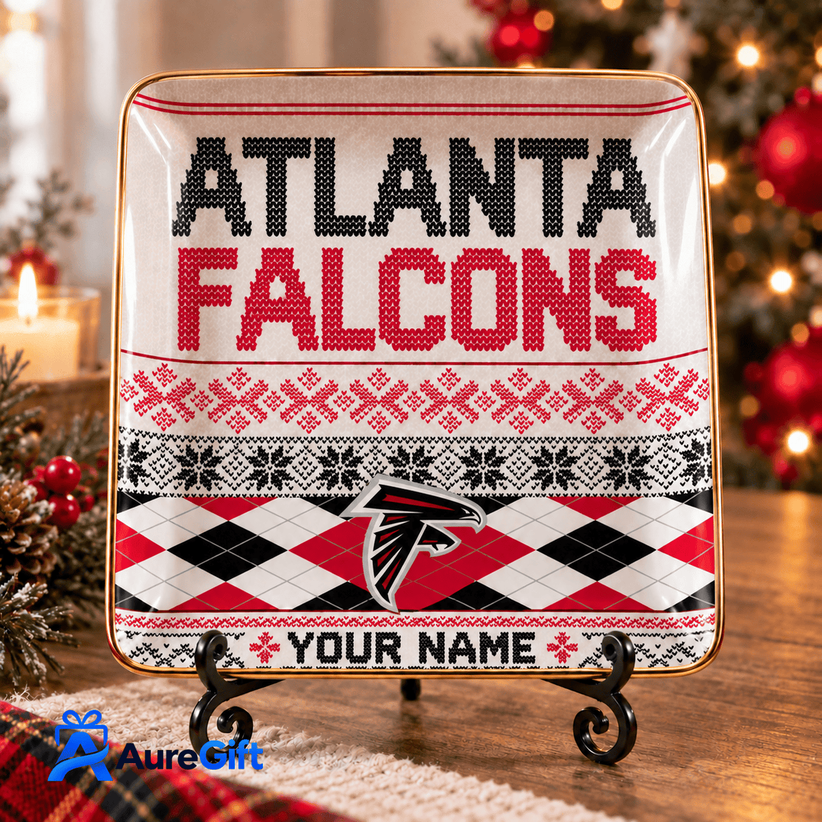 Atlanta Falcons NFL ChristmasPersonalized Name Jewelry Dish Gift For Fans