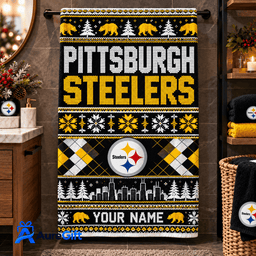 Pittsburgh Steelers NFL Christmas Personalized Name Bath Towel Gift for Fans