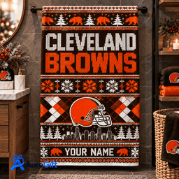 Cleveland Browns NFL Christmas Personalized Name Bath Towel Gift for Fans