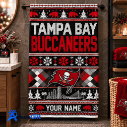 Tampa Bay Buccaneers NFL Christmas Personalized Name Bath Towel Gift for Fans