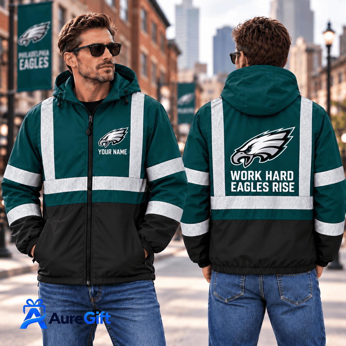 Philadelphia Eagles NFL Work Personalized Name Winbreaker Jacket Gift for Fans