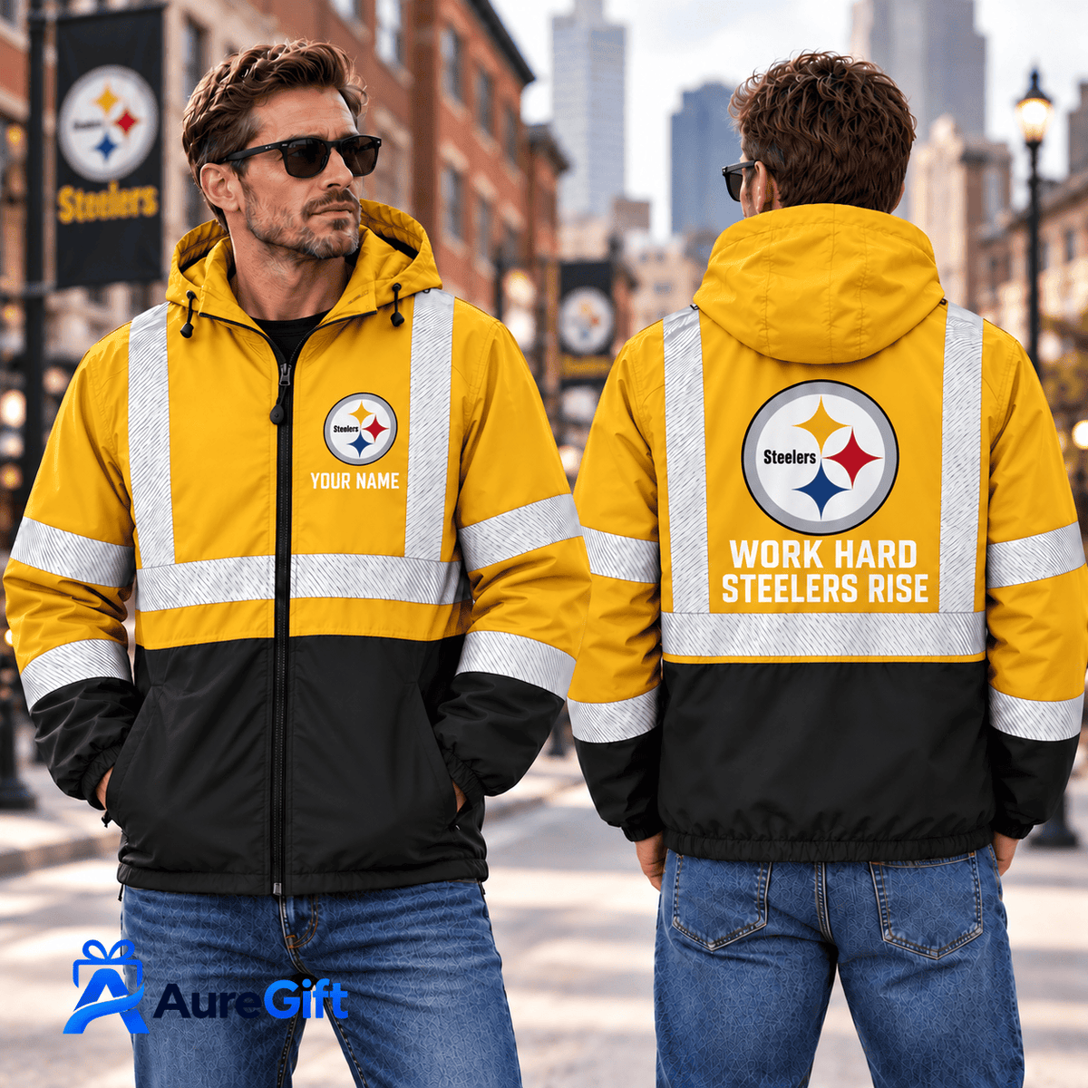 Pittsburgh Steelers NFL Work Personalized Name Winbreaker Jacket Gift for Fans