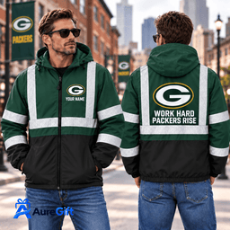 Green Bay Packers NFL Work Personalized Name Winbreaker Jacket Gift for Fans