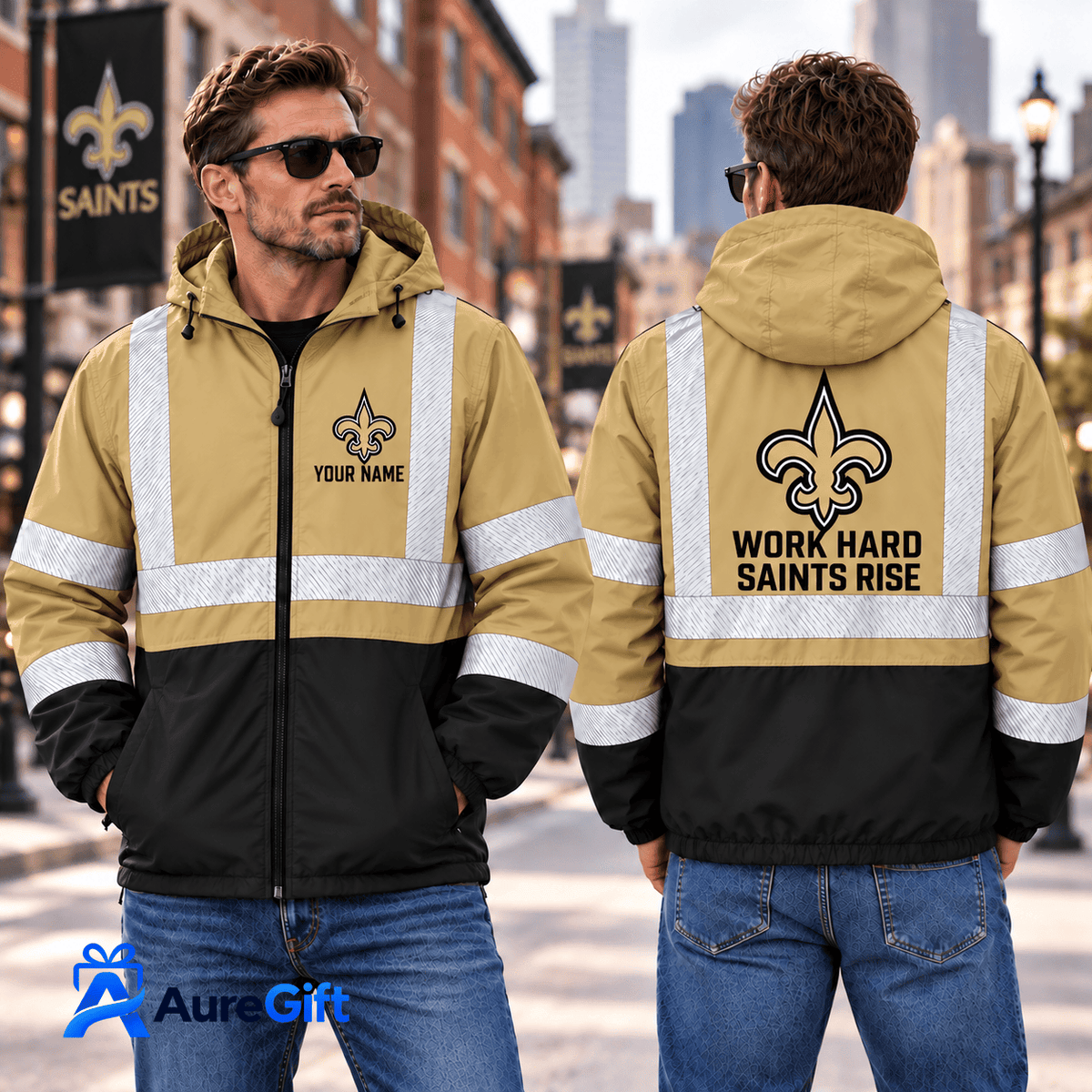 New Orleans Saints NFL Work Personalized Name Winbreaker Jacket Gift for Fans