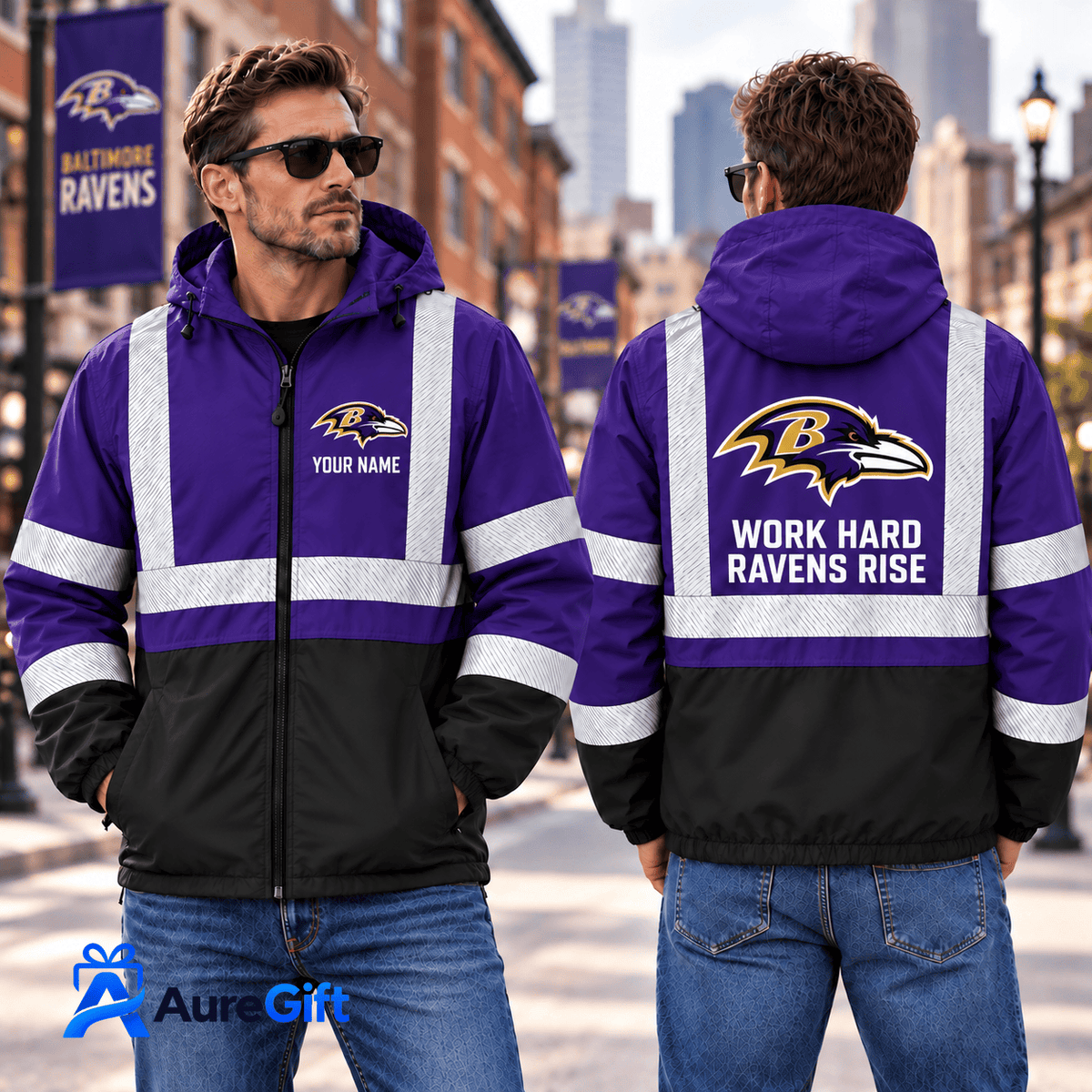 Baltimore Ravens NFL Work Personalized Name Winbreaker Jacket Gift for Fans