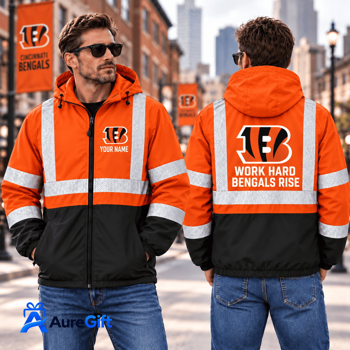 Cincinnati Bengals NFL Work Personalized Name Winbreaker Jacket Gift for Fans