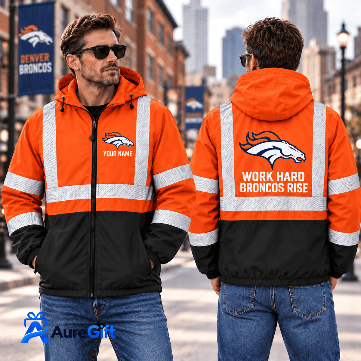 Denver Broncos NFL Work Personalized Name Winbreaker Jacket Gift for Fans