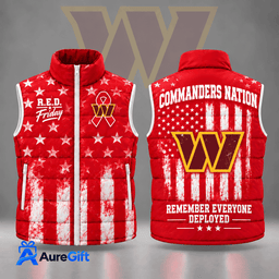 Washington Commanders | Premium NFL R.E.D. Friday Stars and Stripes Patriotic Tribute All Over Print Zip Up Puffer Vest NDN