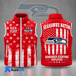 Seattle Seahawks | Premium NFL R.E.D. Friday Stars and Stripes Patriotic Tribute All Over Print Zip Up Puffer Vest NDN