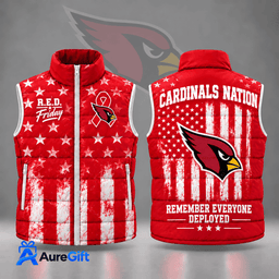 Arizona Cardinals | Premium NFL R.E.D. Friday Stars and Stripes Patriotic Tribute All Over Print Zip Up Puffer Vest NDN