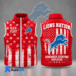 Detroit Lions | Premium NFL R.E.D. Friday Stars and Stripes Patriotic Tribute All Over Print Zip Up Puffer Vest NDN