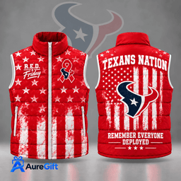 Houston Texans | Premium NFL R.E.D. Friday Stars and Stripes Patriotic Tribute All Over Print Zip Up Puffer Vest NDN