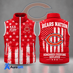 Chicago Bears | Premium NFL R.E.D. Friday Stars and Stripes Patriotic Tribute All Over Print Zip Up Puffer Vest NDN