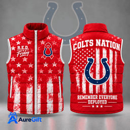 Indianapolis Colts | Premium NFL R.E.D. Friday Stars and Stripes Patriotic Tribute All Over Print Zip Up Puffer Vest NDN