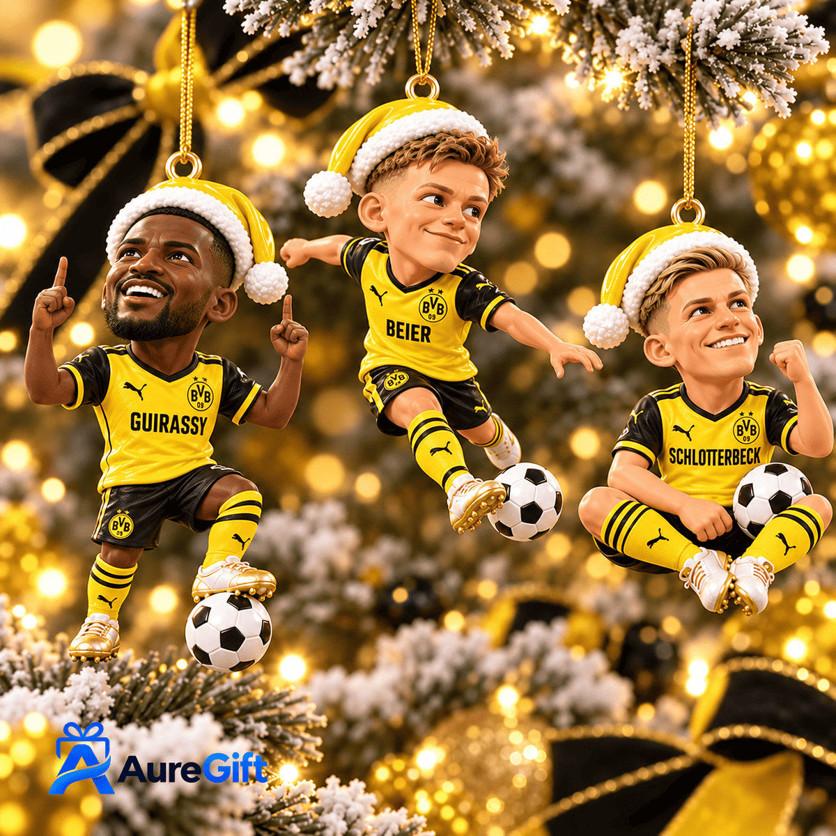Borussia Dortmund Bundesliga Matchday Personalized Name Acrylic Ornament Set 3 For Fan - Limited Edition