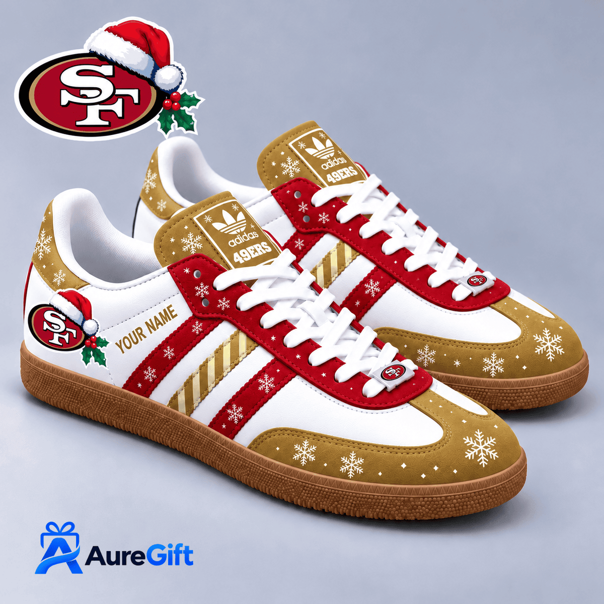 San Francisco 49ers NFL Christmas Personalized Name Samba Shoes Gift for Fans