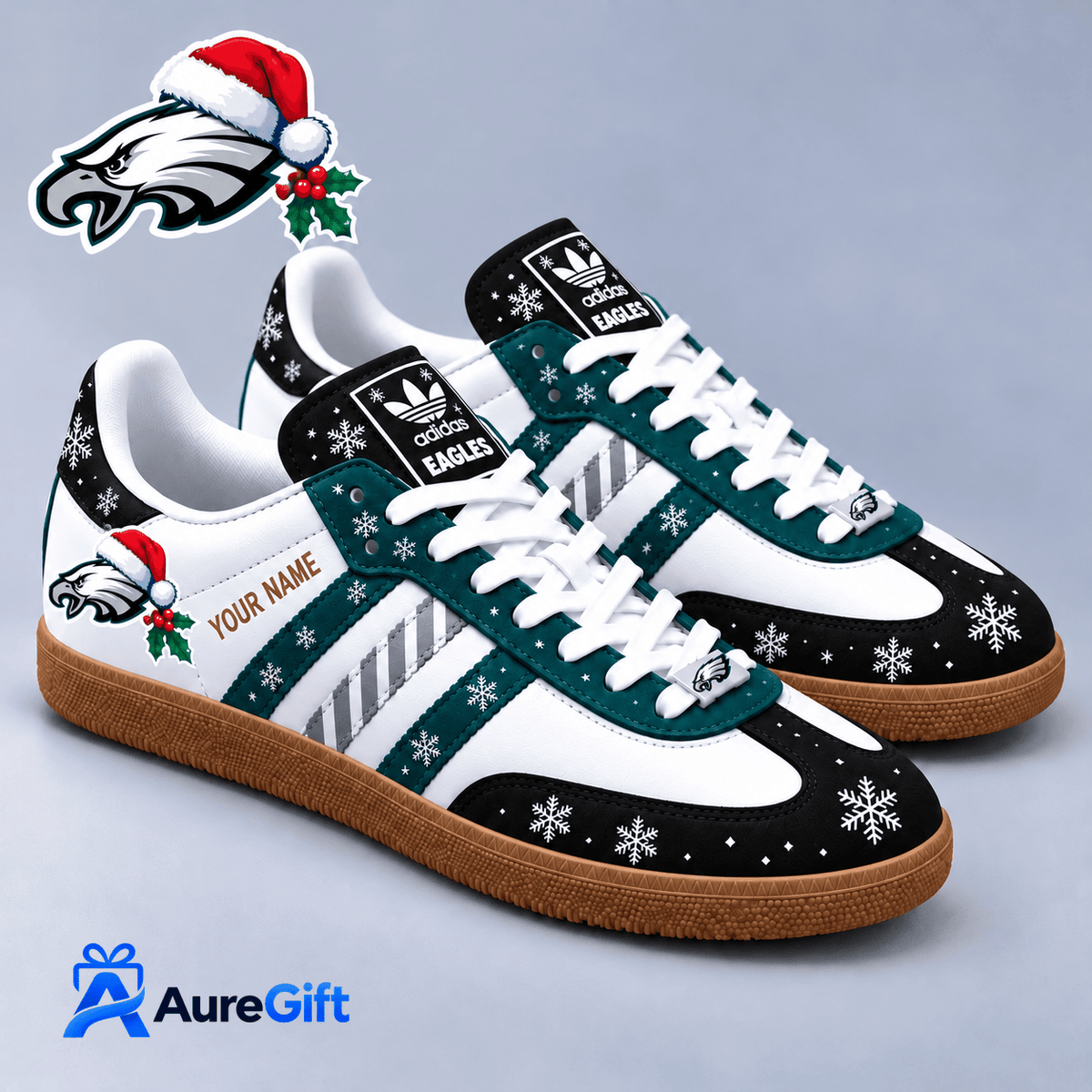 Philadelphia Eagles NFL Christmas Personalized Name Samba Shoes Gift for Fans