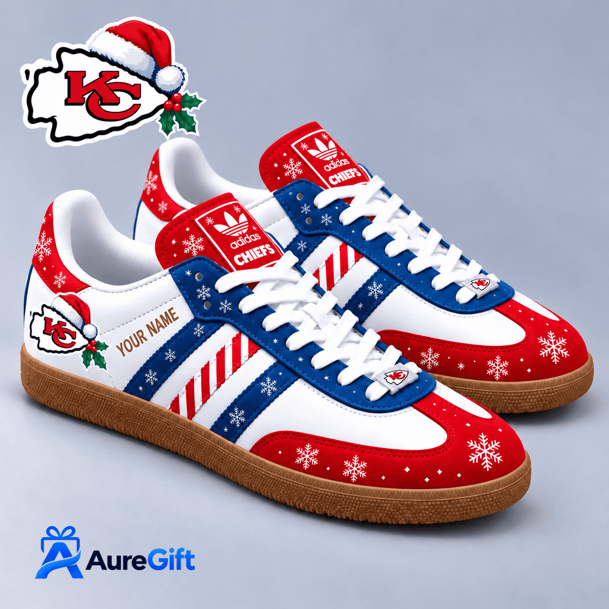 Kansas City Chiefs NFL Christmas Personalized Name Samba Shoes Gift for Fans