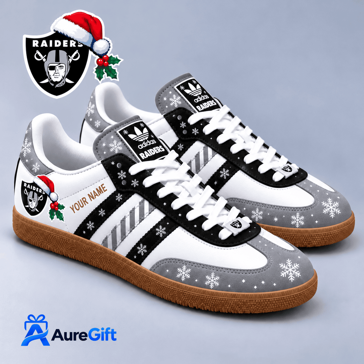 Las Vegas Raiders NFL Christmas Personalized Name Samba Shoes Gift for Fans