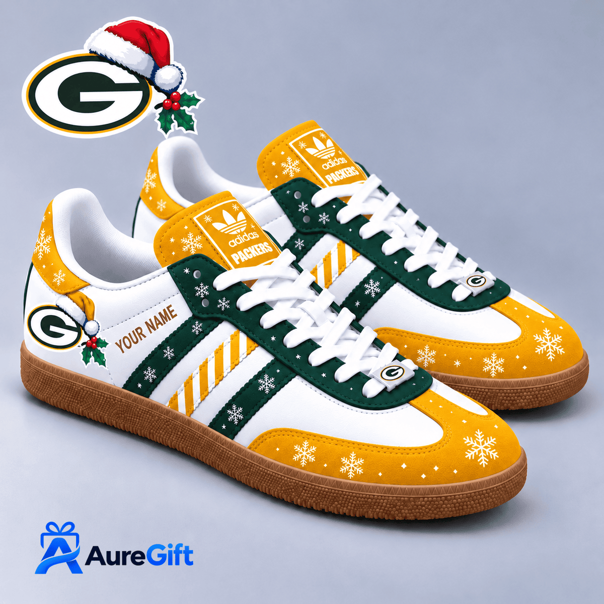 Green Bay Packers NFL Christmas Personalized Name Samba Shoes Gift for Fans
