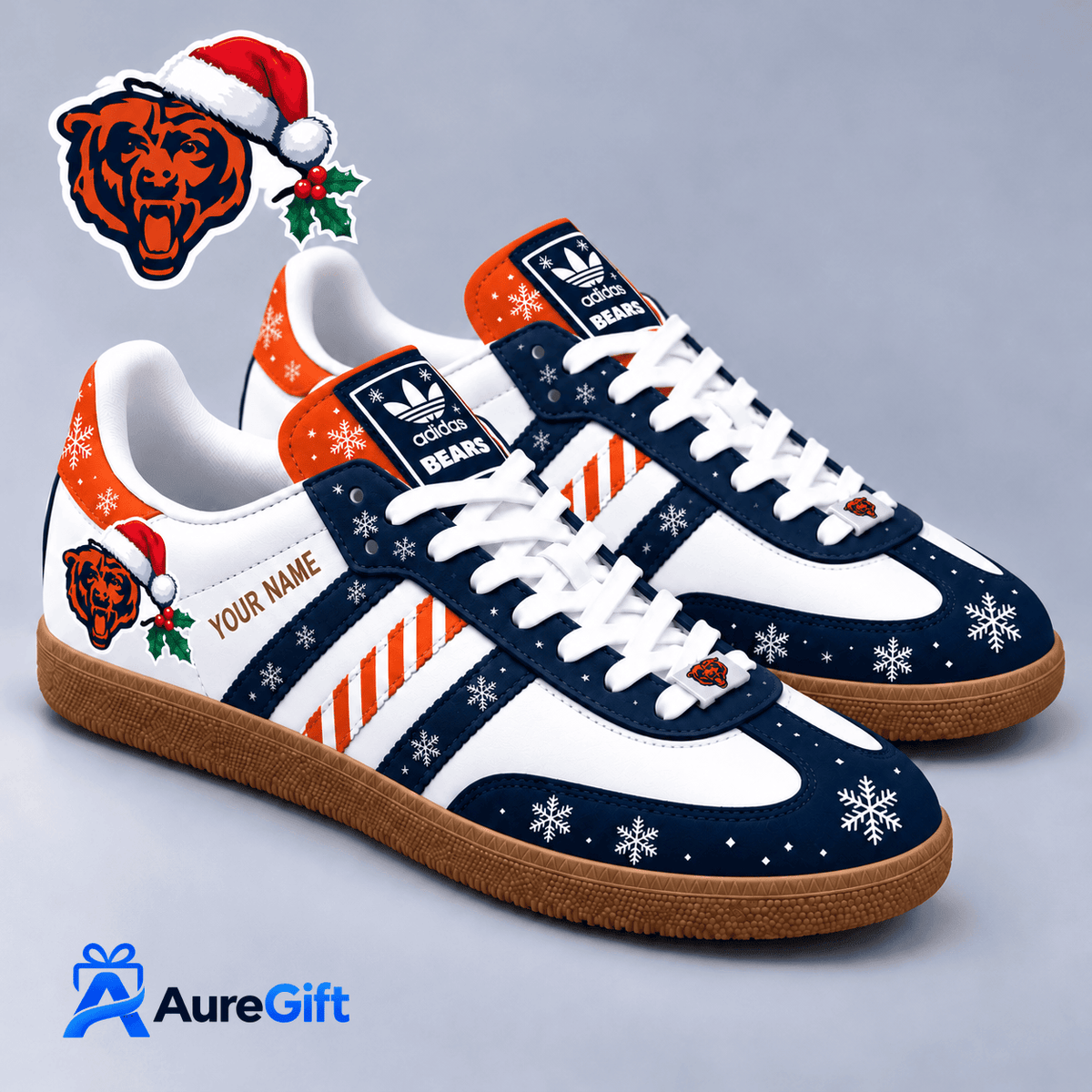 Chicago Bears NFL Christmas Personalized Name Samba Shoes Gift for Fans