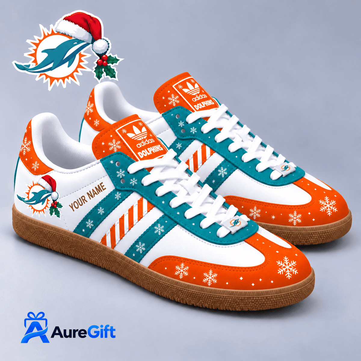 Miami Dolphins NFL Christmas Personalized Name Samba Shoes Gift for Fans