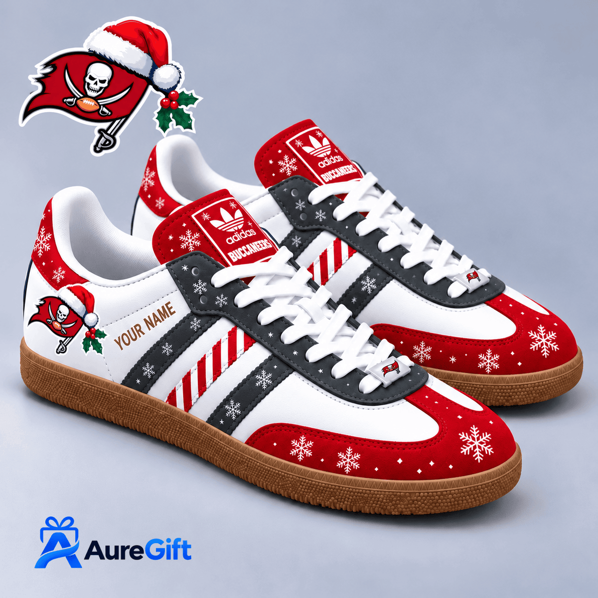 Tampa Bay Buccaneers NFL Christmas Personalized Name Samba Shoes Gift for Fans