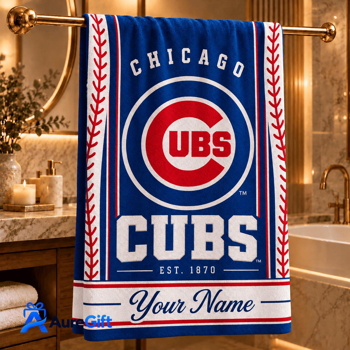 Chicago Cubs MLB Personalized Name Bath Towel Gift For Fan - Limited Edition