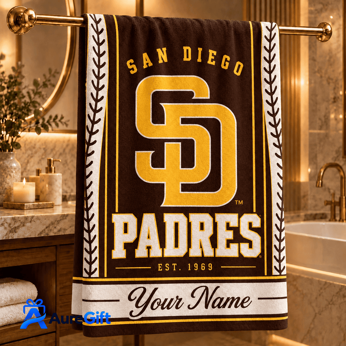 San Diego Padres MLB Personalized Name Bath Towel Gift For Fan - Limited Edition