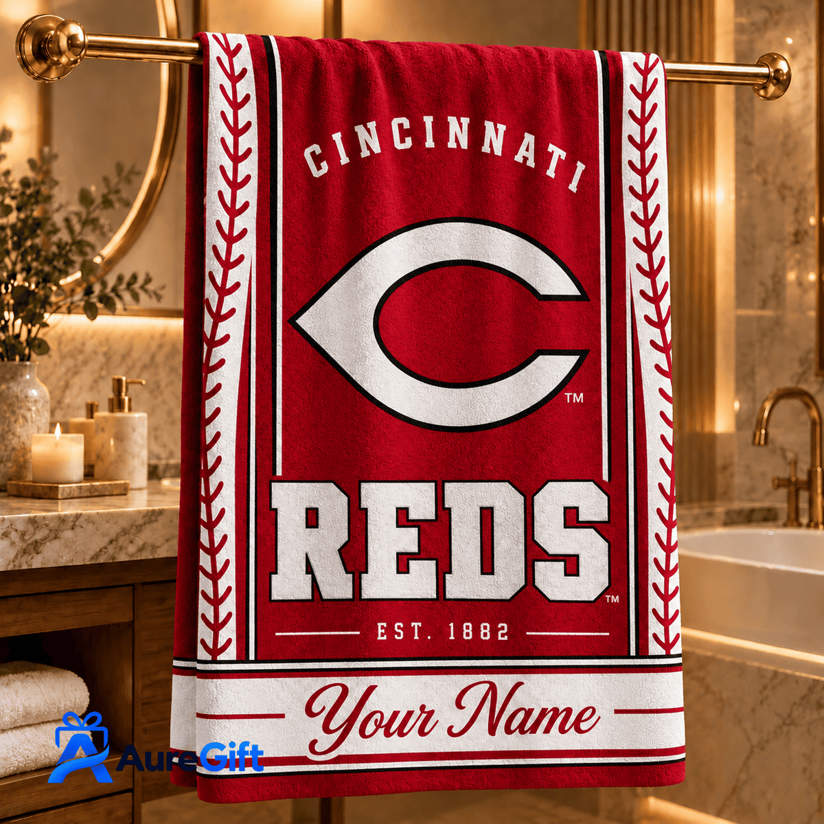 Cincinnati Reds MLB Personalized Name Bath Towel Gift For Fan - Limited Edition