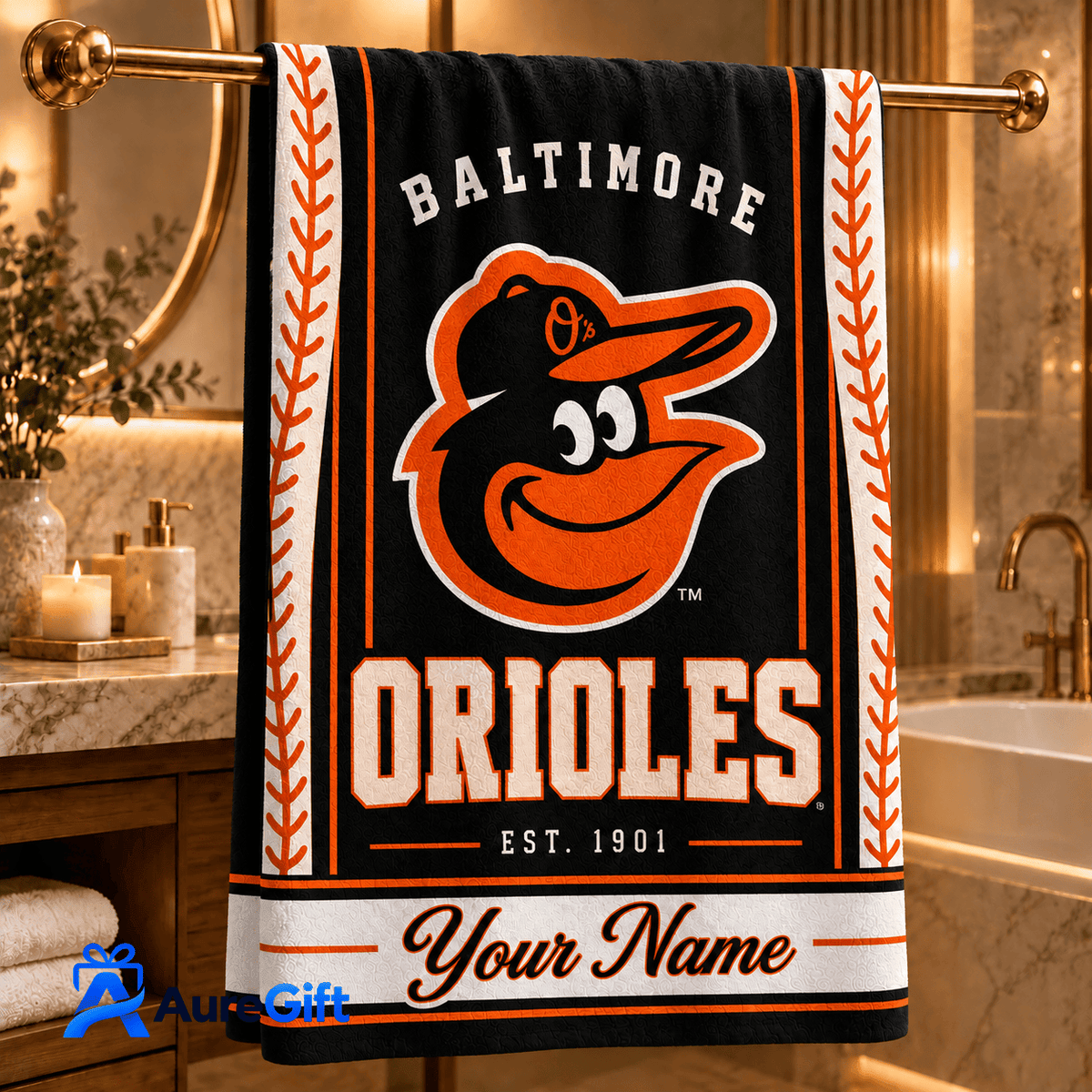 Baltimore Orioles MLB Personalized Name Bath Towel Gift For Fan - Limited Edition