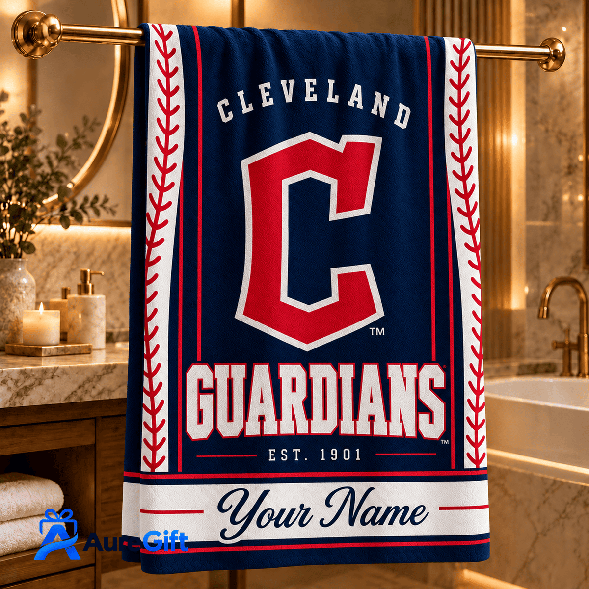 Cleveland Guardians MLB Personalized Name Bath Towel Gift For Fan - Limited Edition