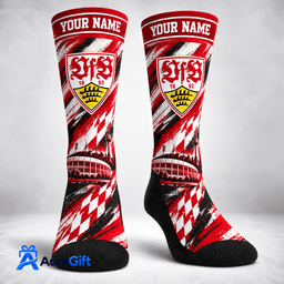 VfB Stuttgart Bundesliga Matchday Personalized Name Socks For Fan - Limited Edition