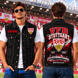 VfB Stuttgart Bundesliga Matchday Personalized Name Denim Vest Sleeves For Fan - Limited Edition