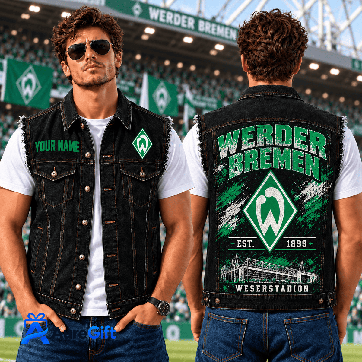 Werder Bremen Bundesliga Matchday Personalized Name Denim Vest Sleeves For Fan - Limited Edition