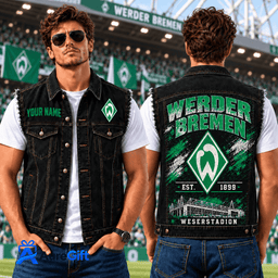 Werder Bremen Bundesliga Matchday Personalized Name Denim Vest Sleeves For Fan - Limited Edition